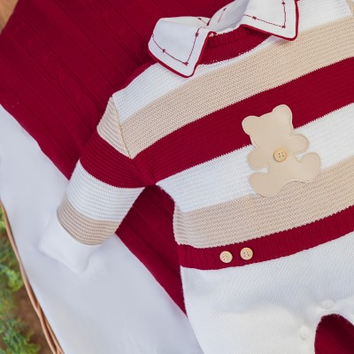  Saída de Maternidade Fernando - Vermelho e Bege